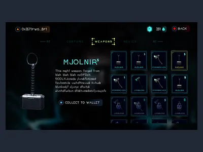 Game Weapon Catalog design figma gamedesign gamefi illustration product design ui ui design user interface ux web3