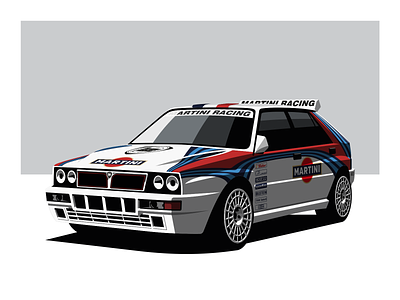 Lancia Delta Martini Racing cars classic delta design flat illustration lancia martini racing slick vector