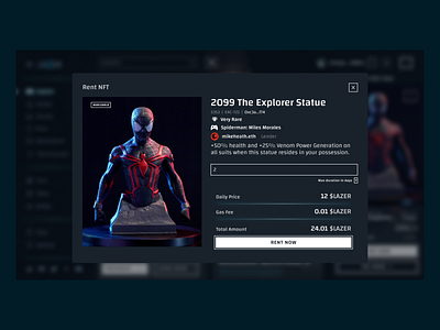 NFT Rent Modal adobe blockchain design ecosystem figma game design gamefi product design ui ux web3