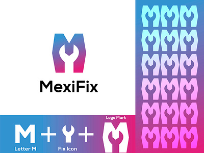MexiFix logo app icon brand identity designer brand logo creative logo fix letter logo letter m logo design logo designer logos m modern repair repair service logo repairing repairing company logo