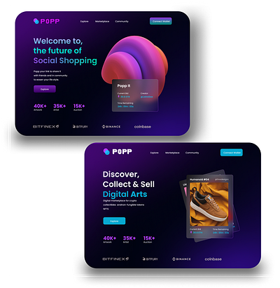 Nft Landing Page Website app branding crypto nft landing page crypto payment crypto website design digital art ecommerce gradient wallpaper landing page landing page website logo marketplace website nft landing page nft marketplace nft website design polygon social shopping ui ux