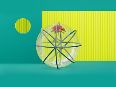 Rose in Glass Ball 3D Render in Blender Antipolygon 3d podium