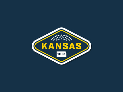 Kansas Vintage Badge - 1861 34 badge blue branding design gold kansas retro stars vintage