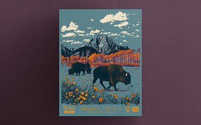 Grand Tetons National Park Poster buffalo grand tetons mountains national park