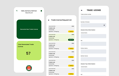 Chittagong City Corporation Trade License App design ui ux