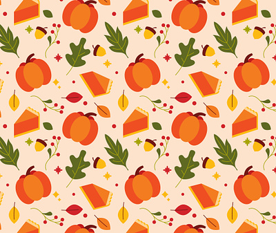 Fall Pattern - Day 2 adobe daily challenge fall illustration illustrator live pattern pie pumpkin repeatable the creative pain tote bag vector