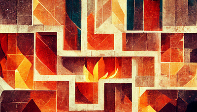 Fiery Inferno Bricks Design background brick colorful design digital art fire flames geometric illustration wallpaper