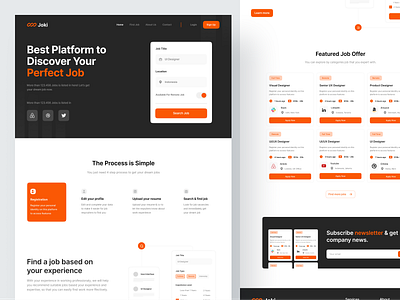Joki - Job Finder Landing Page find job find work hiring job job finder job hiring job listing job marketplace job platform job portal job search landing page ui design uiux design website work work finder work hiring