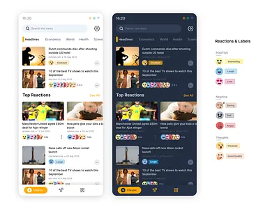 Hunter's News App UI app appui clean dark version light version news ui