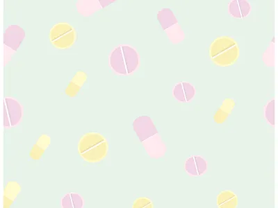 medical pattern with pills in different colors design graphic design illustration vector
