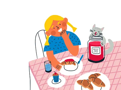 Girl and cat adobe adobe fresco cat character child children book illustration childrens illustration family girl illustration illustrator kidlit tati illustrations vector