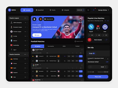 Sports live score dashboard basketball betting dashboard efootball fifa football football app live live football livescore match premier league product design soccer sport sports sports app ui ux