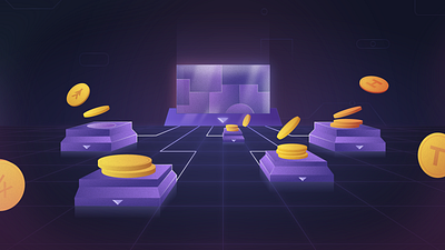 Blockchain 3d abstract bitcoin blockchain coins crypto cubes geometry grainy graphic design illustration isometric isometry minimal money shapes tokens vector
