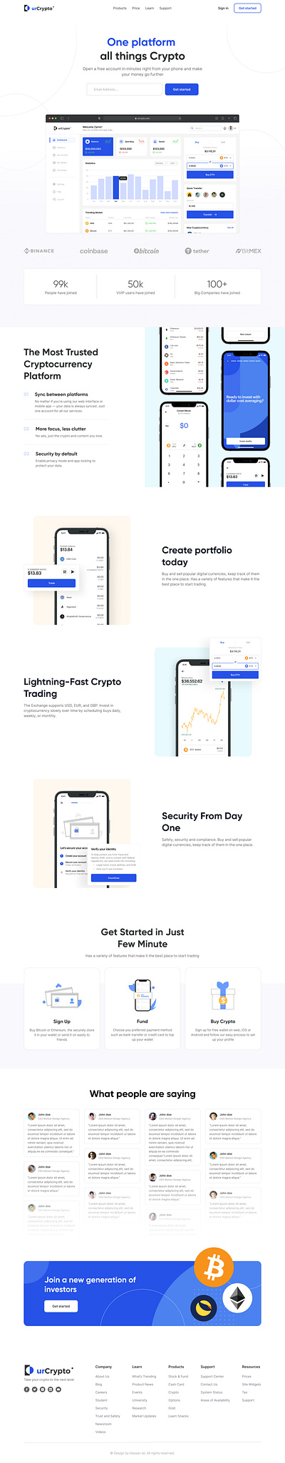 CRYPTO WEB - LANDING PAGE DESIGN 3d animation app branding design graphic design illustration logo motion graphics typography ui ui ux ux vector webdesign