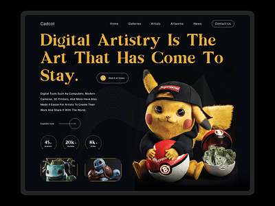 Digital Art Web Header art art gallery art shop artist artwork carton design digital art digital painting digitalt art hero section landing page banner nft nft shop online shop trending web web header