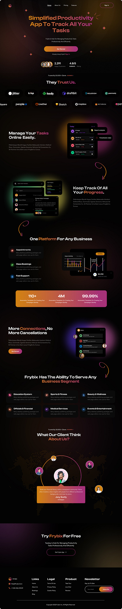 TASK MANAGEMENT APP LANDING PAGE 3d animation app branding design graphic design illustration logo motion graphics ui vector