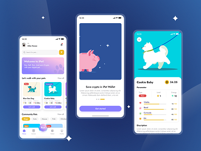 iPet App app design app mobile application crypto ipet marketplace nft pet trading app ui ui mobile design
