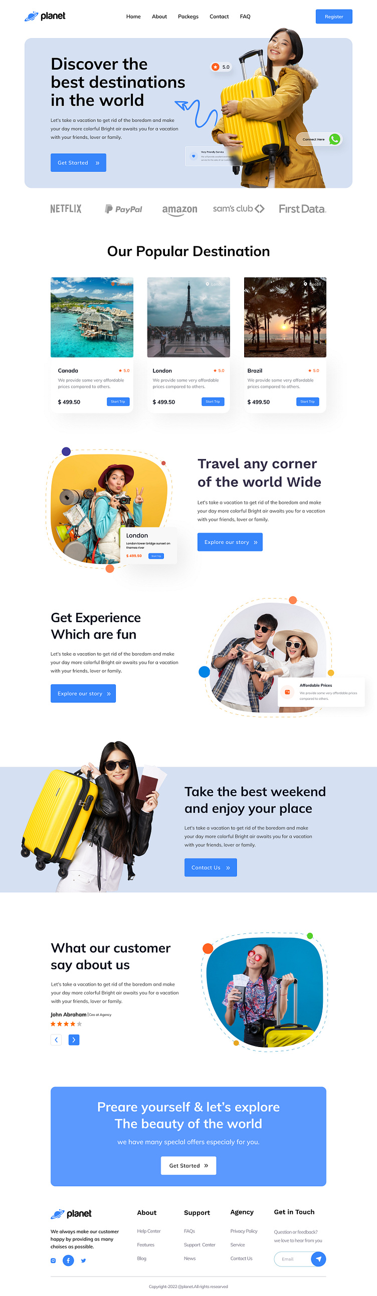Travel Agency Website Landing Page Template by Azizul Hakim Bappa for ...