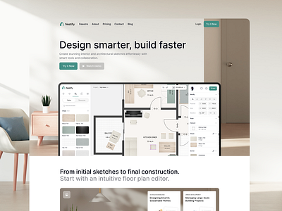 Nestify - Architectural & Interior Drawing [Landing Page] architecture interior architecture landing page clean interior design landing page interior drawing landing page saas ui ux web web design website