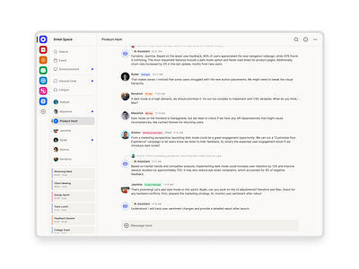 Sirkel Space - Group Chat with AI ai artificialinteligence chatgpt chatting company conversation design discord googlechat group groupchat meeting message simpleui ui uidesign uiux uiuxdesign uiuxdesigner webdesign