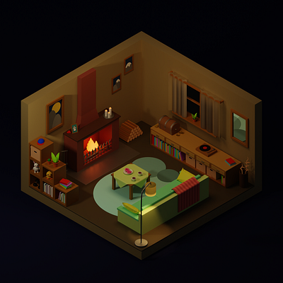 Little Fireplace 3d blender blender3d cycles cyclesrender design illustration interior isometric isometricroom room