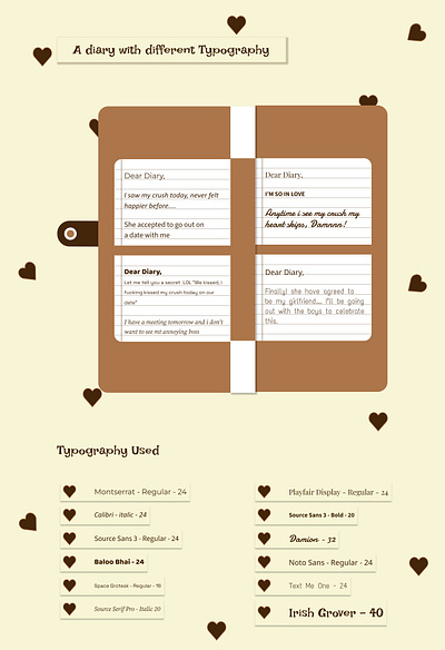 Diary with different typography design figma typography ui uiux