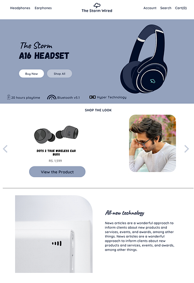 Product Website dribble e commerce electronic headphones headset landing page music product product design product website web design web page website