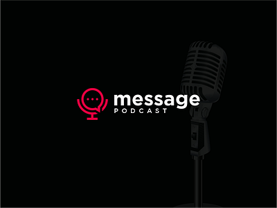 Message Podcast Logo Design audio branding bubble chat creative design element graphic design icon illustration logo media message microphone podcast template vector