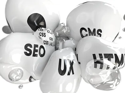 Blogpost Cover: Website Builders vs. Custom Websites 3d animation cinema4d design glass graphic design motion graphics redshift