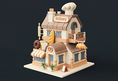 Cartoon Bakery bakery bread stylized