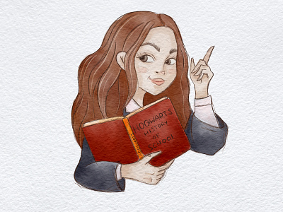 Sketch Hermione Granger fun art harry potter hermione granger hogwarts illustration magic procreate sketch watercolor
