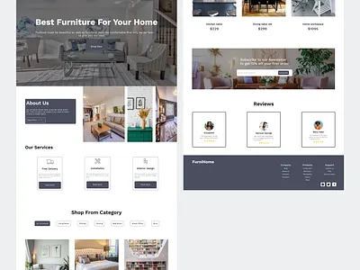 FurniHome-A Furniture landing page design design furniture furniture ui design landing page landing page design ui ui design uiux
