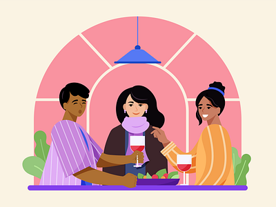 Dining Out - Transaction Background adobe background branding cafe chatting design digital digital art dining dining out fintech food friends illustration illustrator phonepe restaurant transaction ui vector