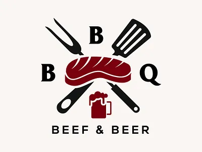 Barbeque restaurant logo template combined with steak beef, spat barbeque bbq beef logo beer beer logo branding design drink food logo graphic design graphic design icon illustration logo steak vector