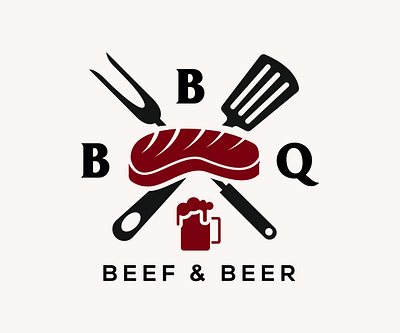 Barbeque restaurant logo template combined with steak beef, spat barbeque bbq beef logo beer beer logo branding design drink food logo graphic design graphic design icon illustration logo steak vector