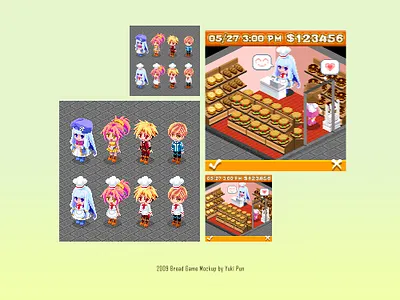 2009 Bread Game Mock Up. illustration mobile game pixel art ui