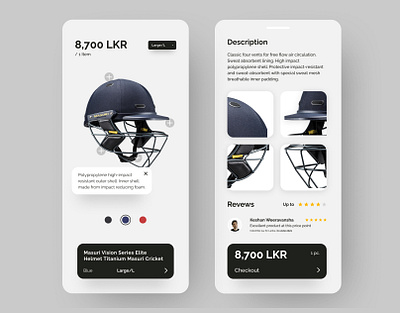 Cricket Headgear Shop Mobile UI cricket flutter mobile ui react react native shopui sport ui uiux ux