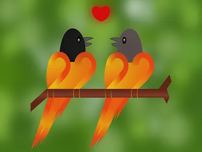 Birds in love animals apps birds design flying gradient gradient design green illustration illustration design illustrator love nature vector web