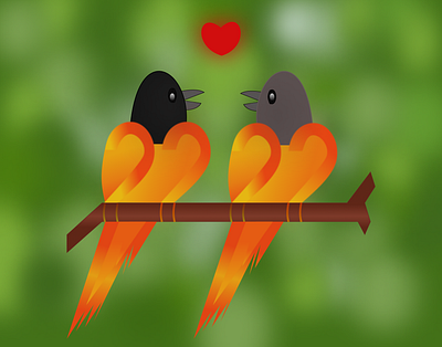 Birds in love animals apps birds design flying gradient gradient design green illustration illustration design illustrator love nature vector web