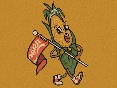 It's CORN! cartoon cob corn hand lettered hand lettering illustration its corn mascot procreate retro vegetable