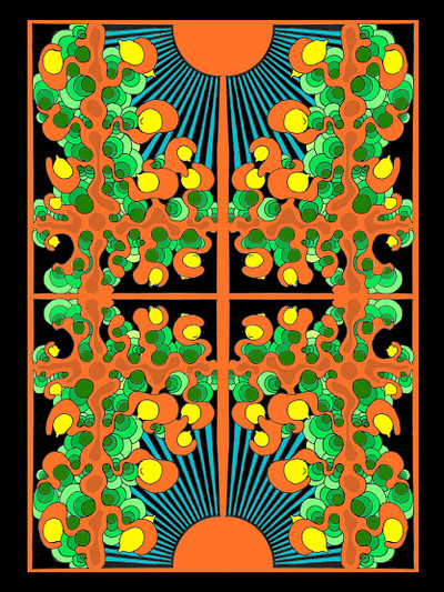 Go trip automatic illustration psychedelic symmetrical