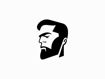 Dramatic Bearded Man Logo art barber beard branding design dramatic emblem face identity illustration logo man mark masculine modern negative space portrait premium symbol vector