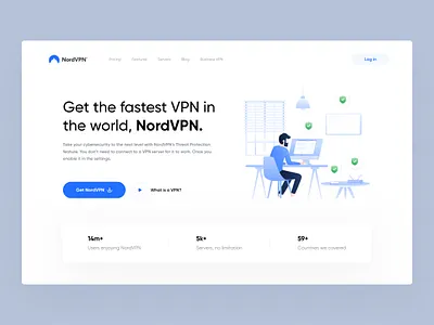 VPN Website Header 💎 data header hero internet landing page minimal minimalism modern network nord vpn privacy proxy safe security server shield ui design vpn vpn website website