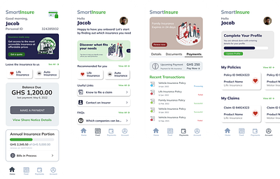 Mobile Application View for Smart Insure design illustration mobile app ui ux vector
