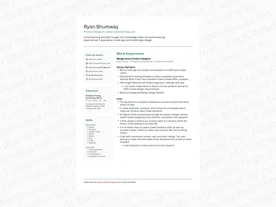 Yeah, I uploaded my Resume to Dribbble career document figma job resume ui
