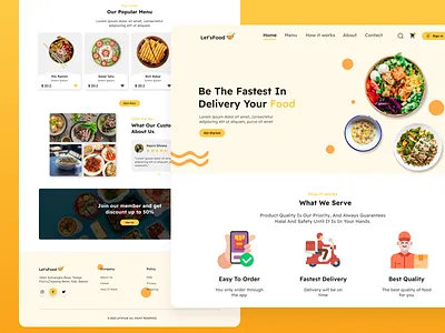 Let's Food UI Kit - Web Design clean design design app e commerce food app food web landing page ui ui kit web design