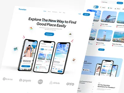 Travelan - Travel Landing Page adventure beach book clean clean web design destination landing page travel travel app traveling traveller trip ui uiux ux vacation web web design website