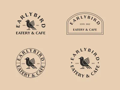 Early bird branding, identity badge bird brand branding cafe coffee shop design drink emblem food identity logo logo design logotype mascot print restaurant typography