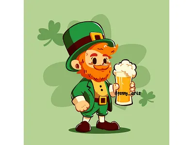 Hand Drawn Leprechaun St. Patricks Day Background Illustration alcohol background beer celebration clover drink event festival festive greeting irish leaf luck lucky march party plant saint shamrock traditional