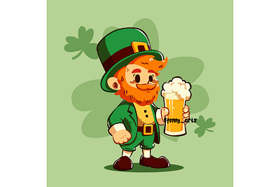 Hand Drawn Leprechaun St. Patricks Day Background Illustration alcohol background beer celebration clover drink event festival festive greeting irish leaf luck lucky march party plant saint shamrock traditional